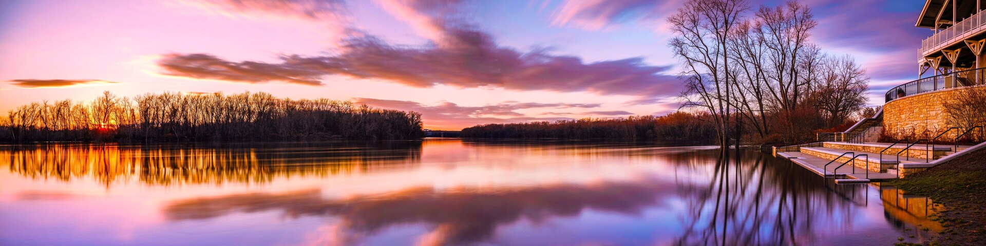 Dramatic Sunset Cloudscape over the Connecticut River, view from Riverfront Park in Glastonbury of the Greater Hartford, Connecticut, USA