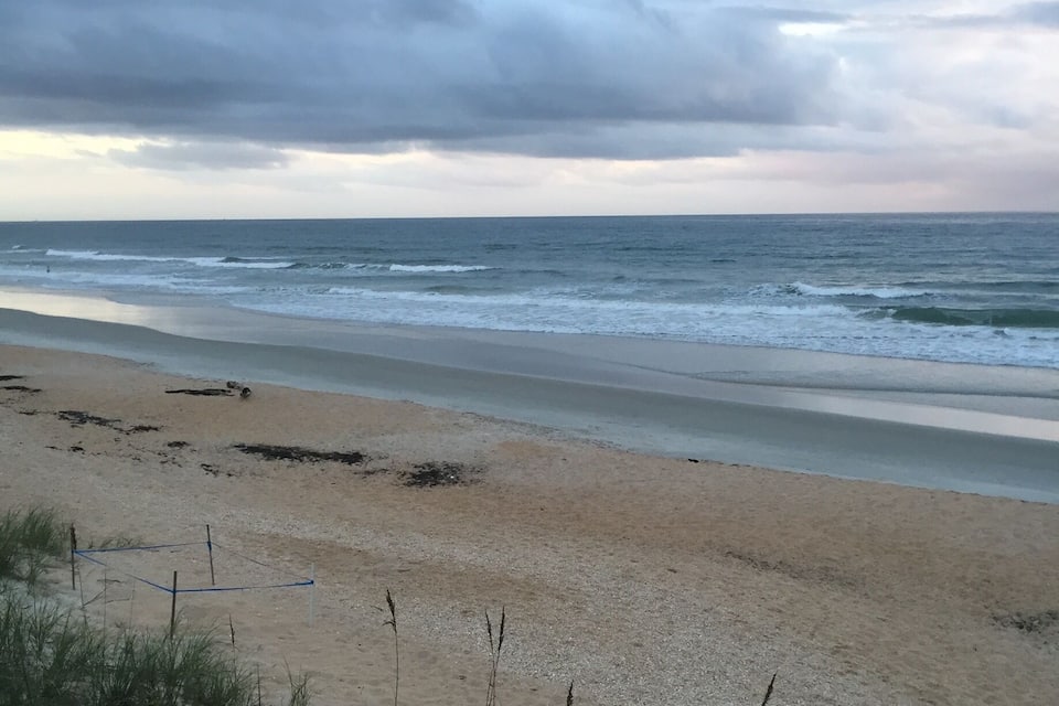 A beach with a sandy shore and waves.
