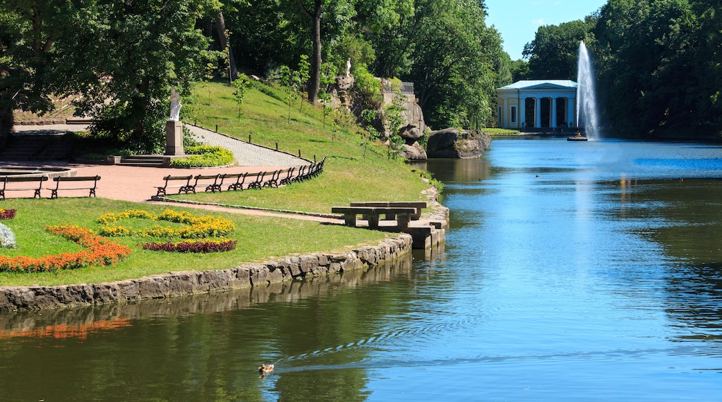 Summer Sofiyivka Dendrology Park, Fountain "Snake", Uman, Ukraine.