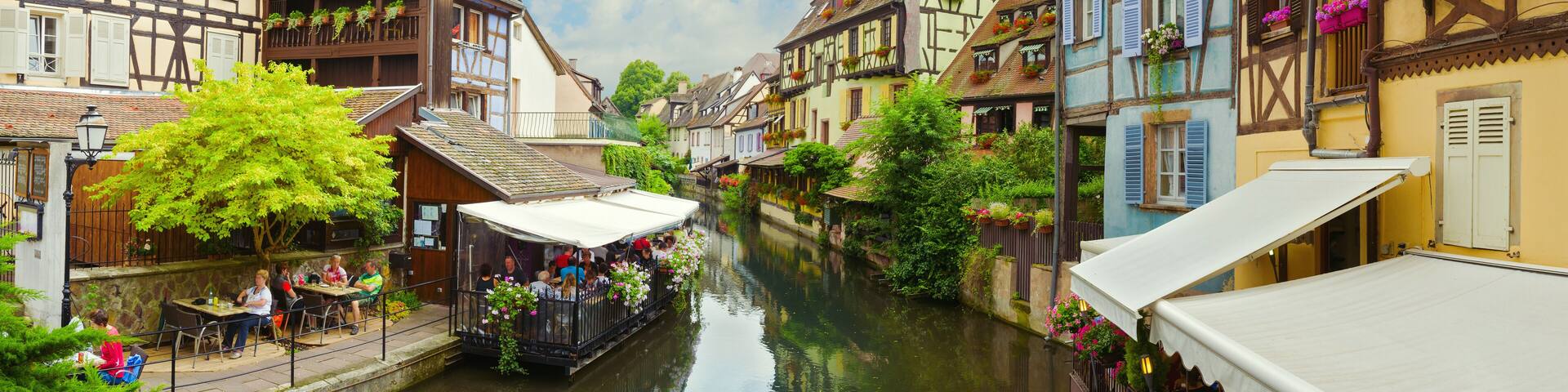 Beautiful old town Colmar, France. Panoramic view