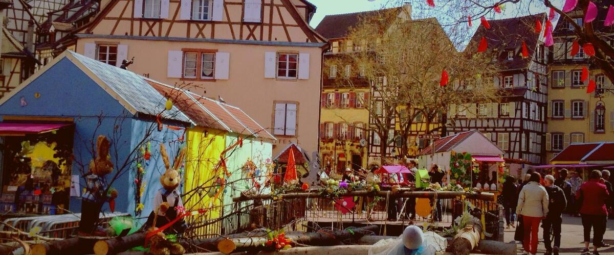 Fairy tail city with Easter decoration