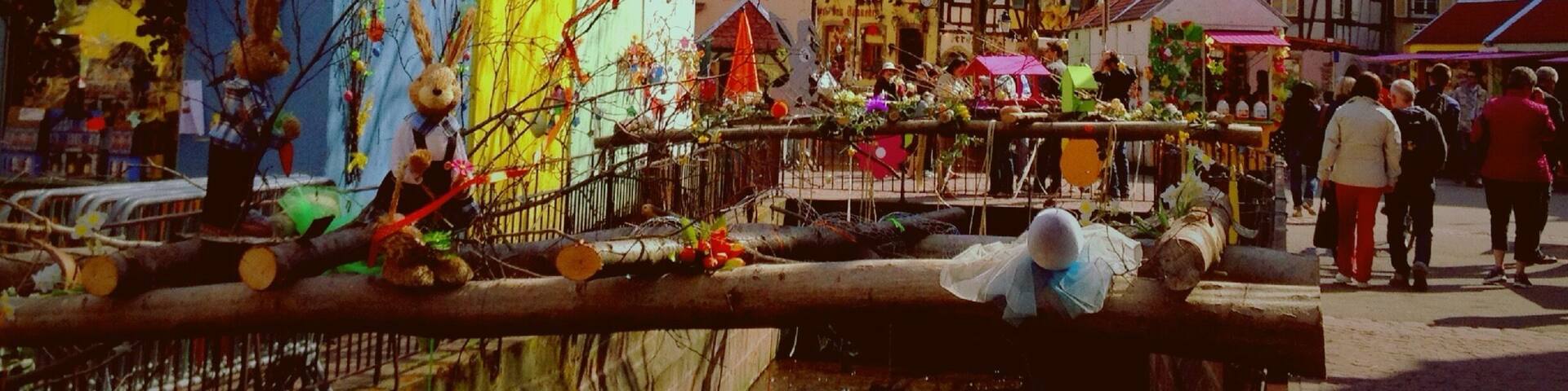 Fairy tail city with Easter decoration