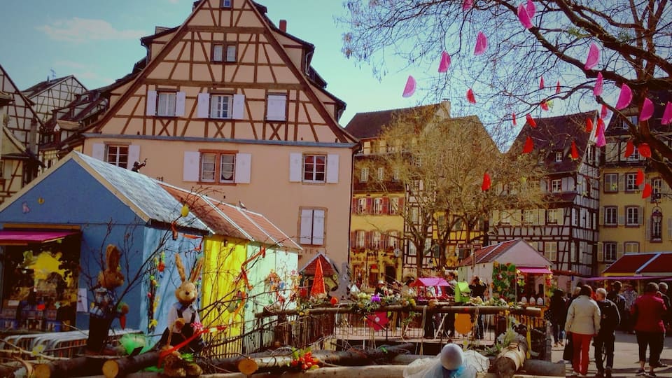 Fairy tail city with Easter decoration