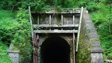 Old train tunnel on Elroy to Sparta Wisconsin nature bike trail.