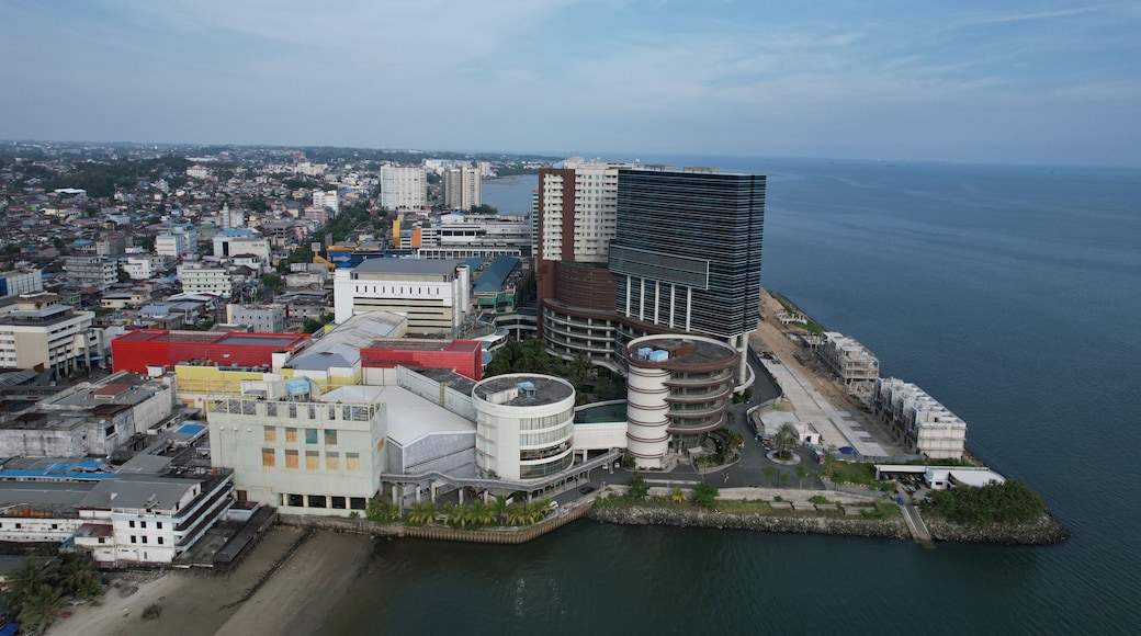 Balikpapan City business district with iconic building view frome above