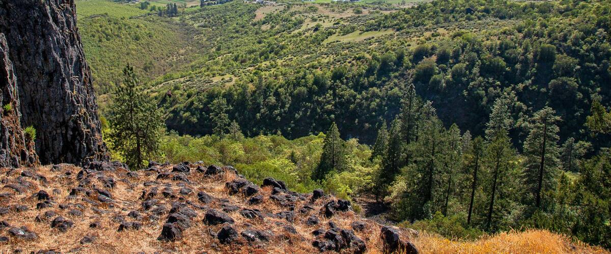 Rogue Valley Vista with Lower Table Rock, Southern Oregon, from the top of Upper Table Rock