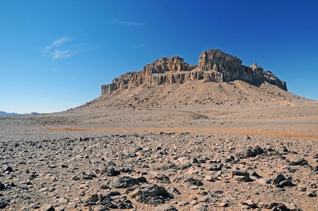 Volcano neck seen from the gravel road
