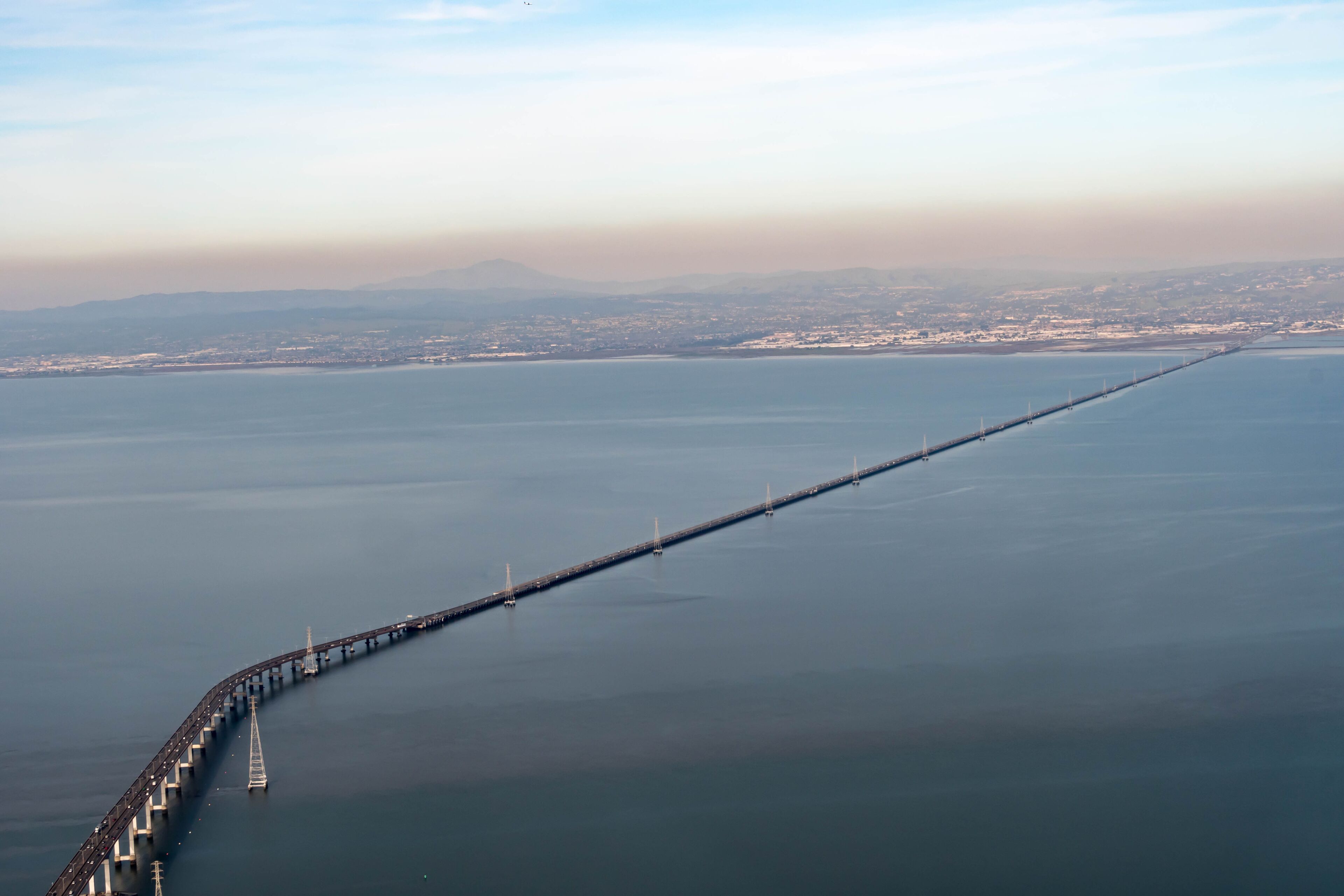 Aerial view of the San Mateo–Hayward Bridge San Francisco California USA