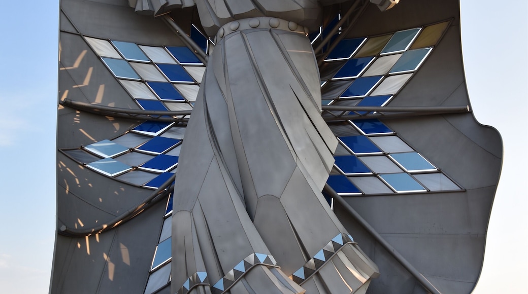 Dignity" statue depicting a Native American woman holding a star quilt, located near Chamberlain, SD