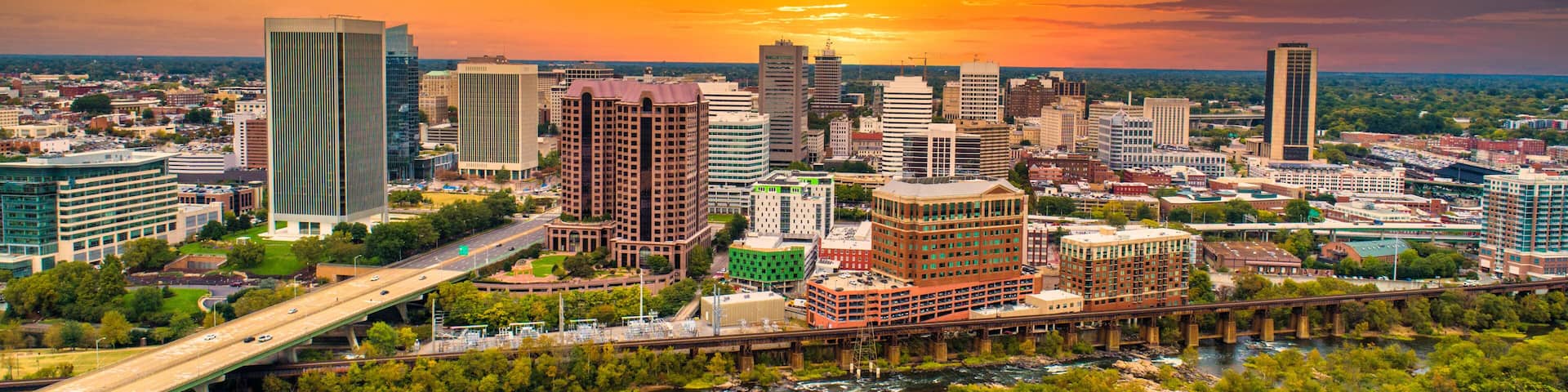 Richmond, Virginia, USA Downtown Drone Skyline Aerial