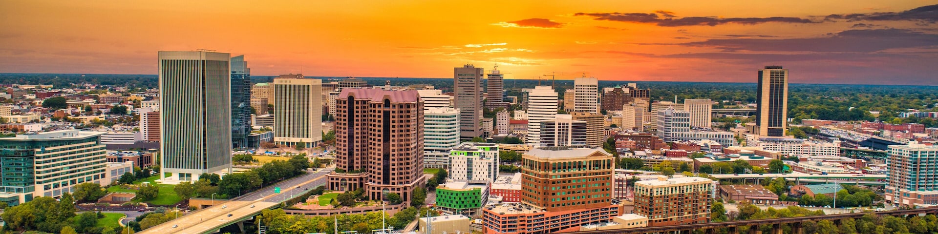 Richmond, Virginia, USA Downtown Drone Skyline Aerial