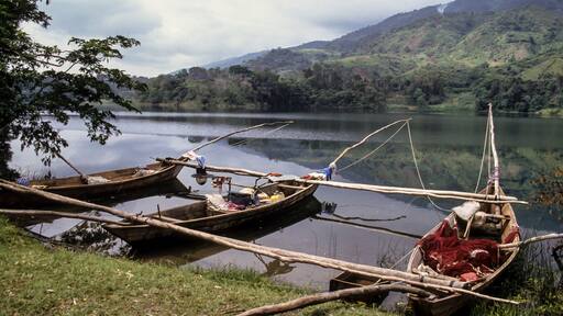 Barque de pêcheurs, Lac Kivu, République démocratique du Congo, Rwanda