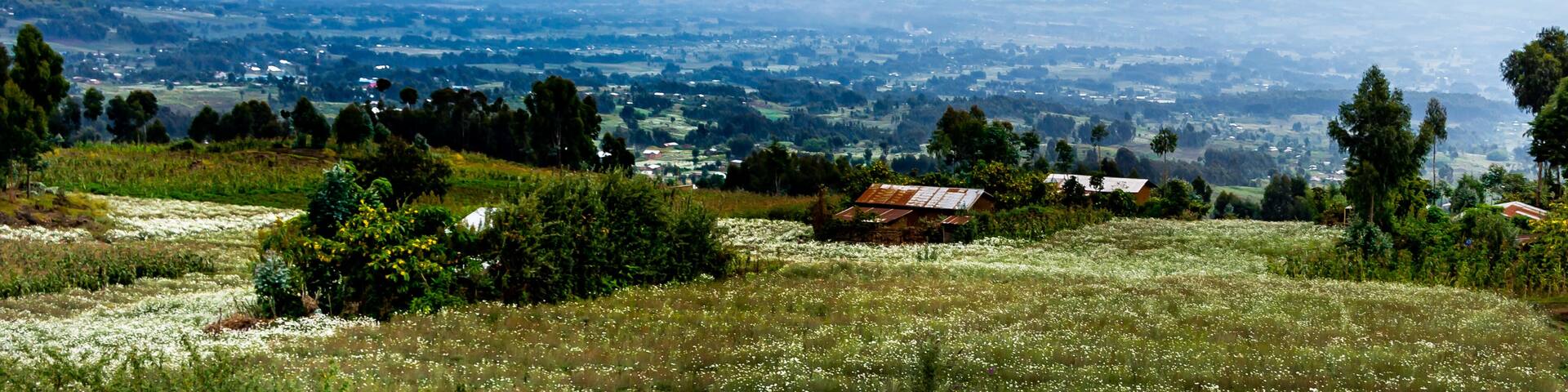 Rwanda, Volcanoes National park, majestic landscape, mountains, dramatic clouds.
