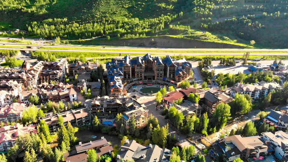 Beautiful aerial view of Vail from drone in summer season, USA