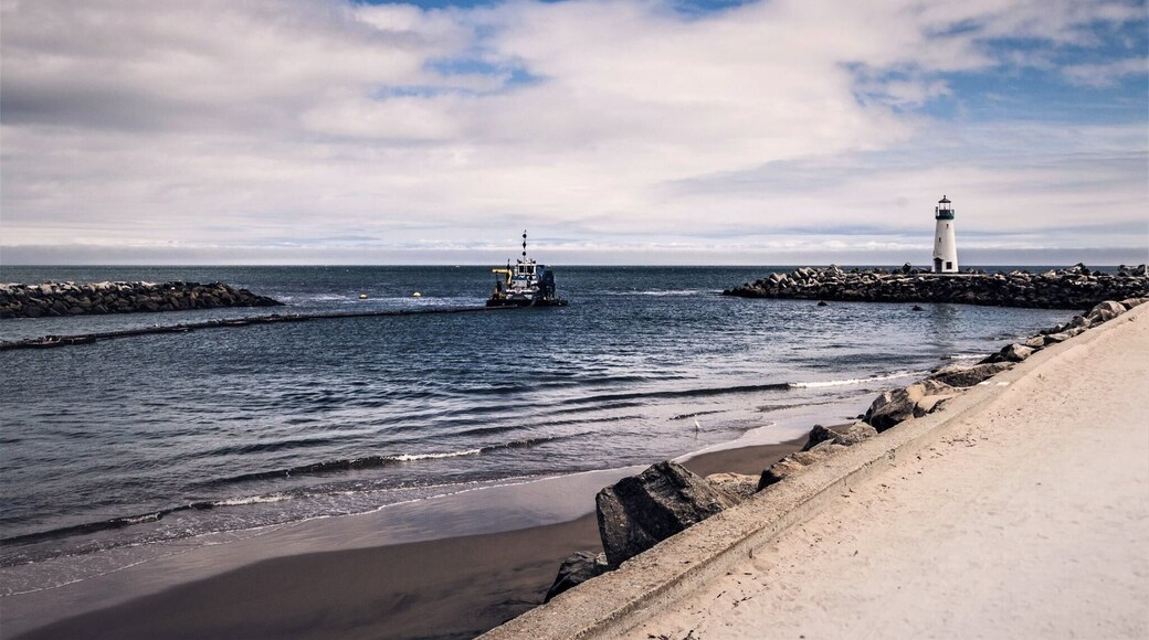 The lighthouse, designed by Mark Mesiti-Miller and constructed by Devcon Construction, Inc., stands 41 ½ feet tall above the level of the west jetty, and 59 ½ feet above the mean low water mark. It weighs 350,000 pounds and is built to withstand a quarter million pounds of wave energy.