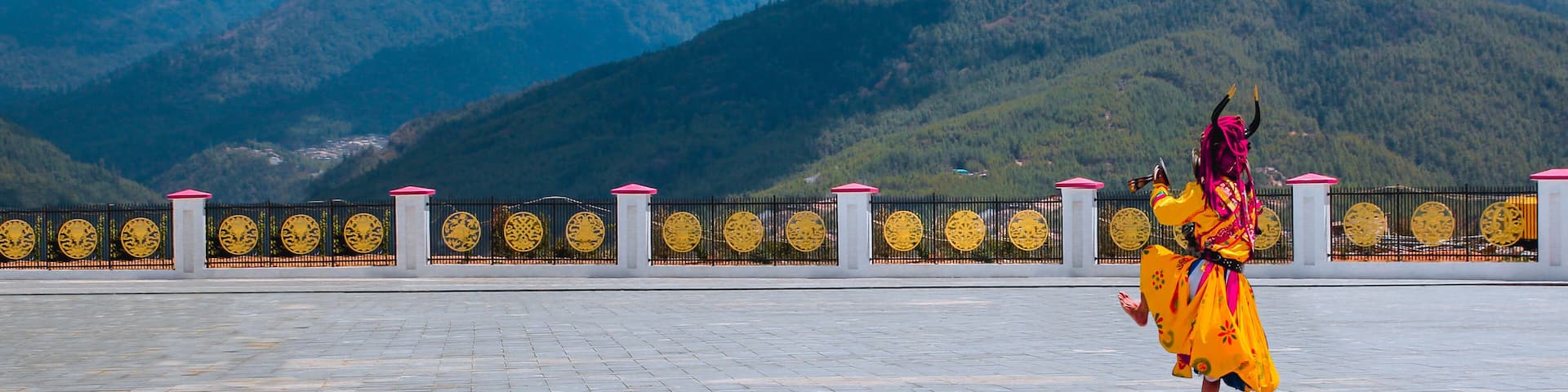 Timphu,Bhutan,Close up Traditional dance and colors in Mongar, Bhutan ,masked dancers at a Buddhist religious ceremony in temple Bhutan,festival bhutan dance. - Image