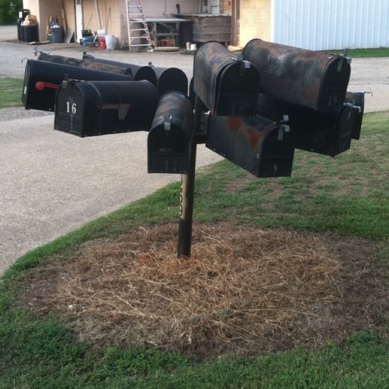 Mailbox for duplex units.  Poor Postman. 