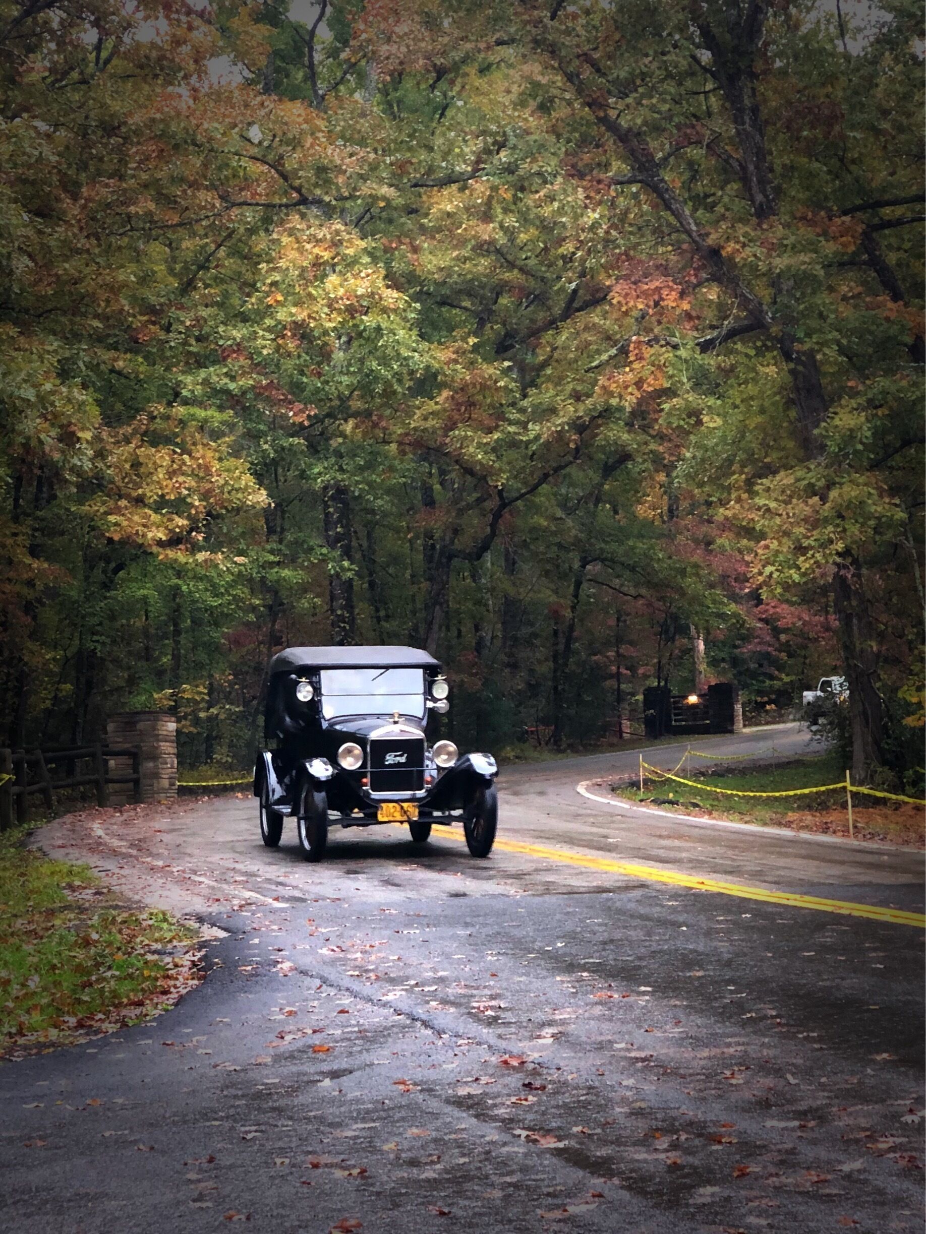 Antique Cars Traveling through Cumberland Mountain State Park.