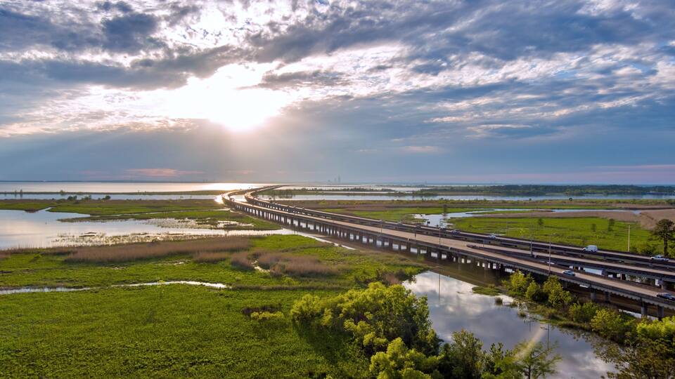 Early evening sky above Mobile Bay in April