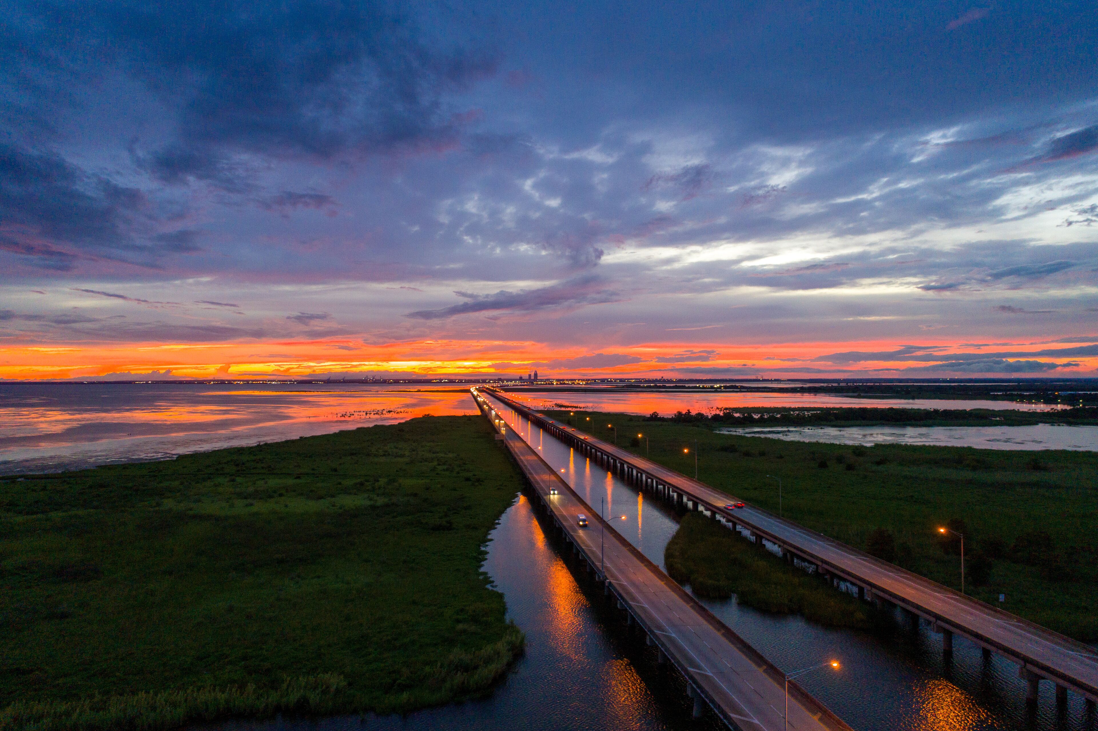 Mobile Bay, Alabama at sunset