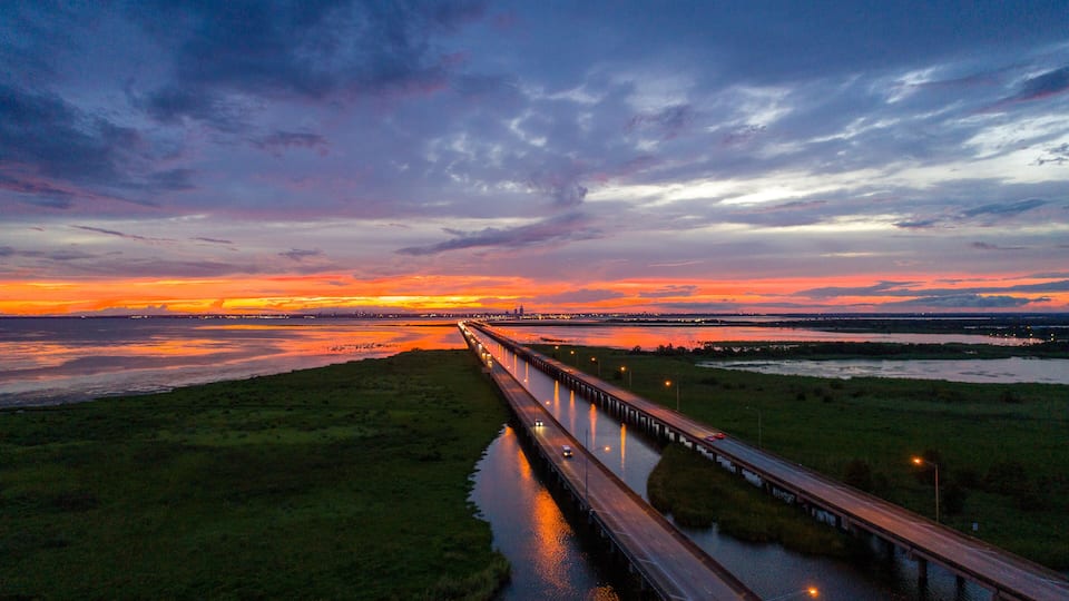 Mobile Bay, Alabama at sunset