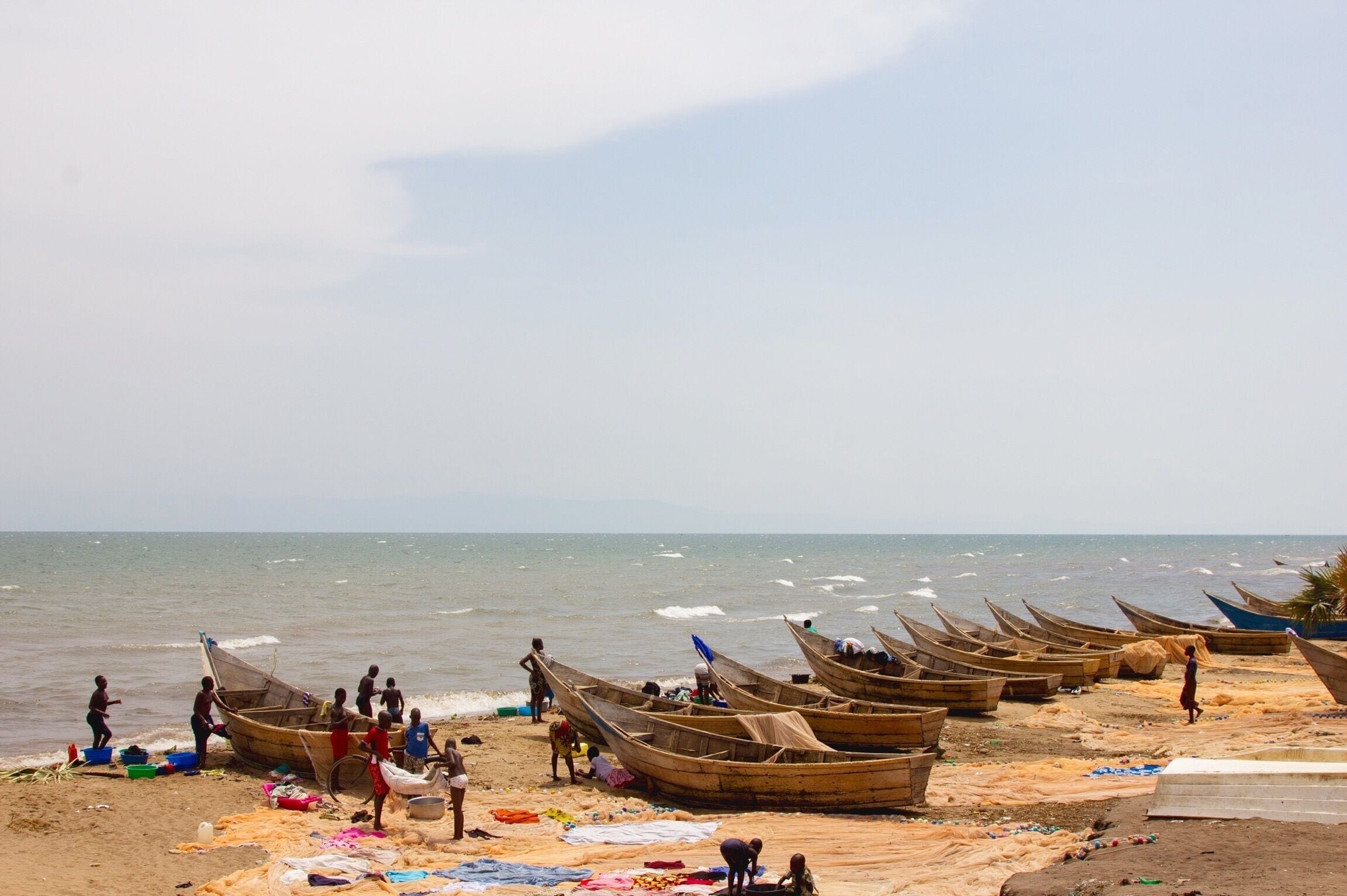 Fishing village by Lake Albert Uganda