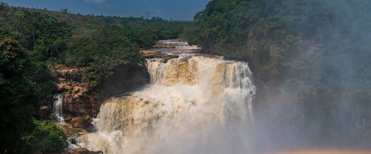 Rainbow on the Zongo waterfall on the Inkisi River, Democratic Republic of the Congo