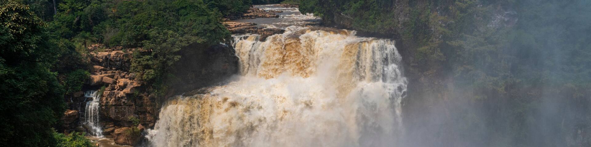 Rainbow on the Zongo waterfall on the Inkisi River, Democratic Republic of the Congo