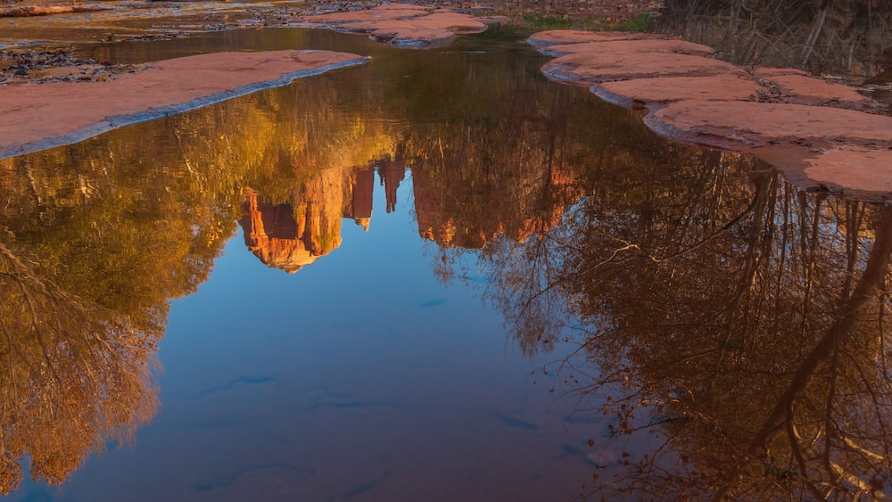 Cathedral Rock Sedona arizona Autumn Reflection
