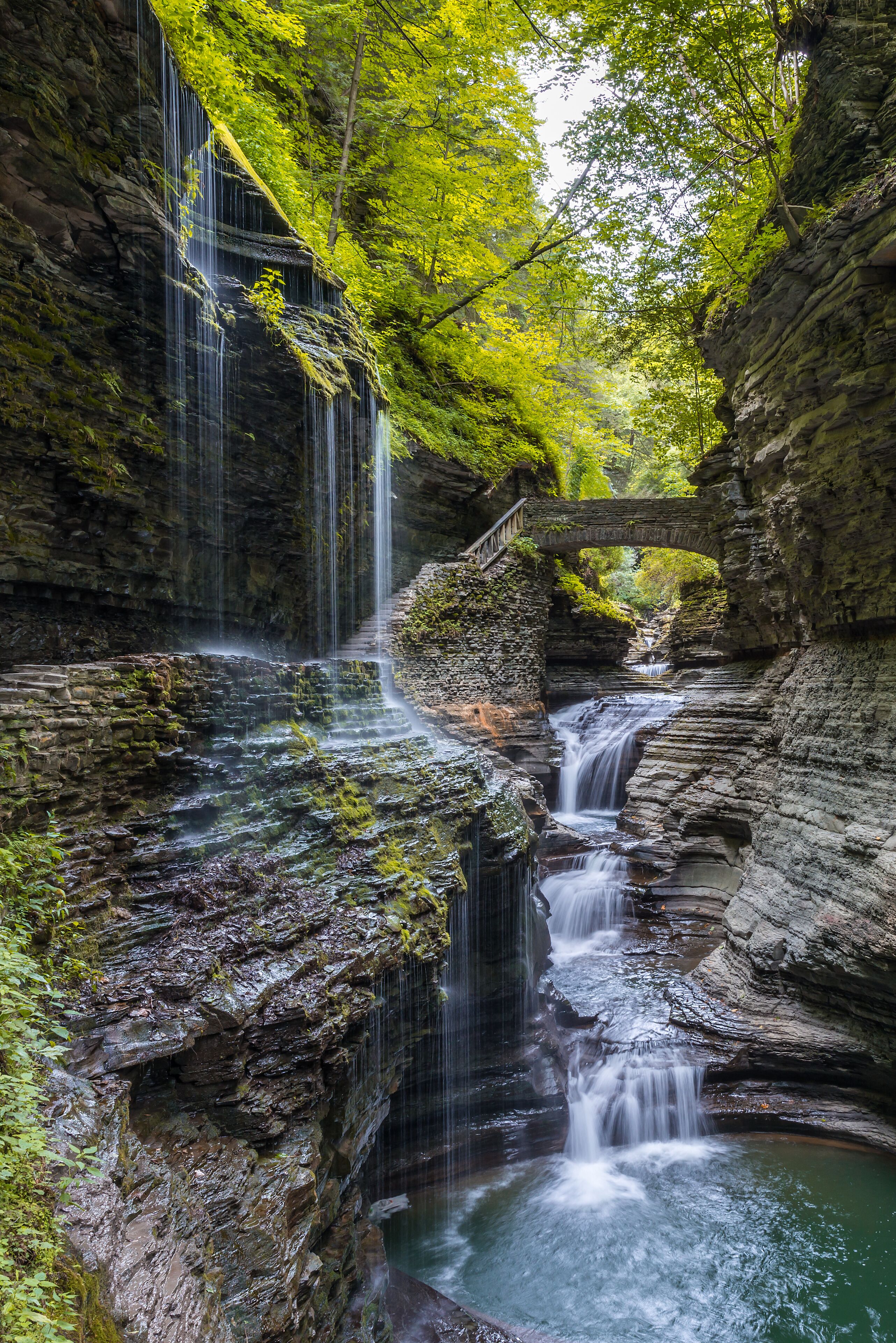 Rainbow Falls of Watkins Glen State Park Finger Lakes region of