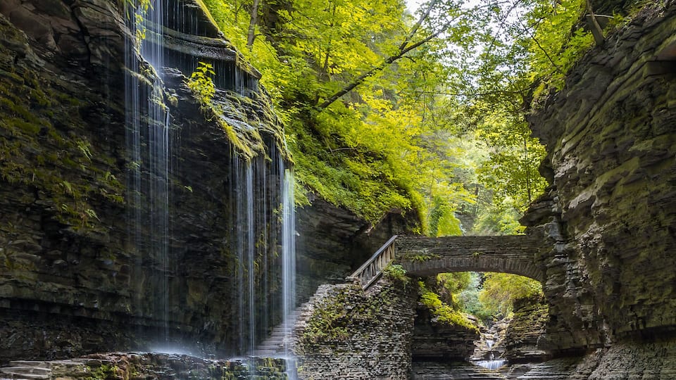 Rainbow Falls of Watkins Glen State Park Finger Lakes region of