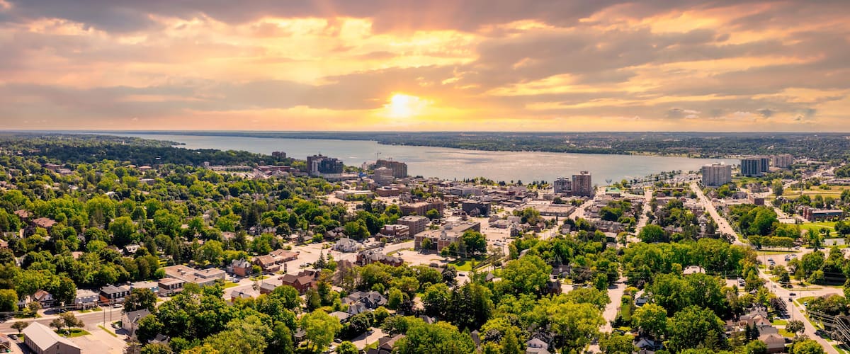 Barrie sunset orange clouds and sky lake simcoe