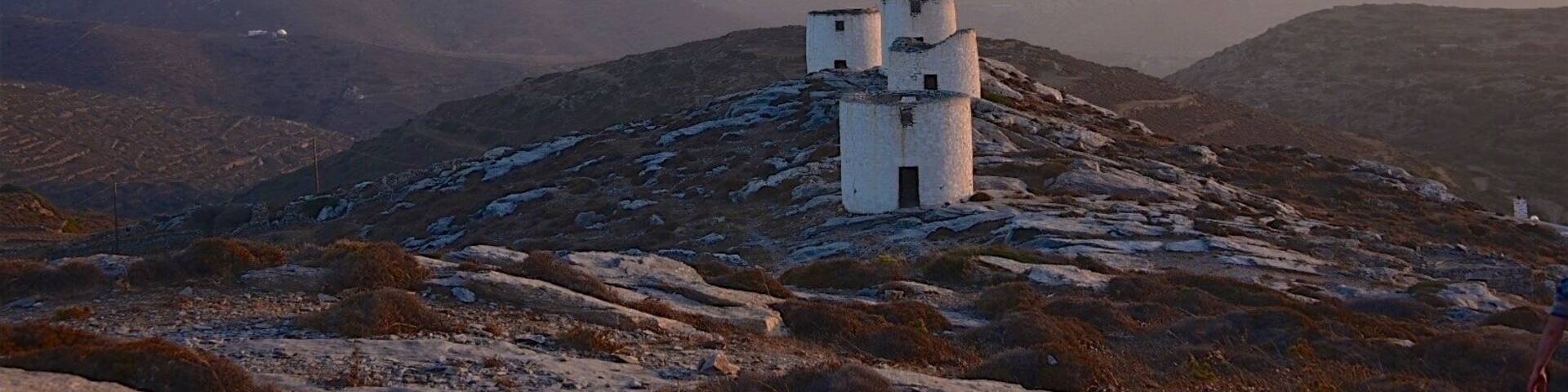 Chora the capital of Amorgos is a medieval mountain village 400 metres above the sea surrounded by windmills.