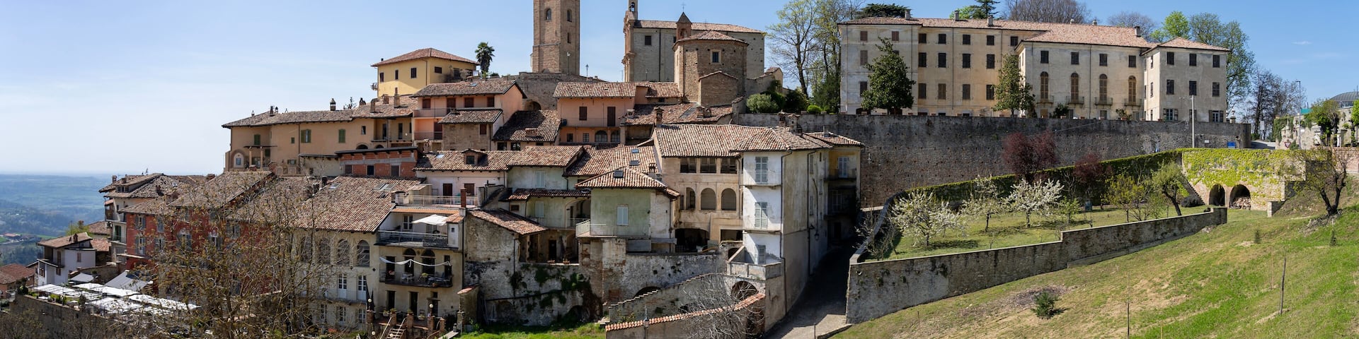 Amazing view of the village of Monforte d'Alba, one of the Most Beautiful Villages of Italy. Cuneo, Italy