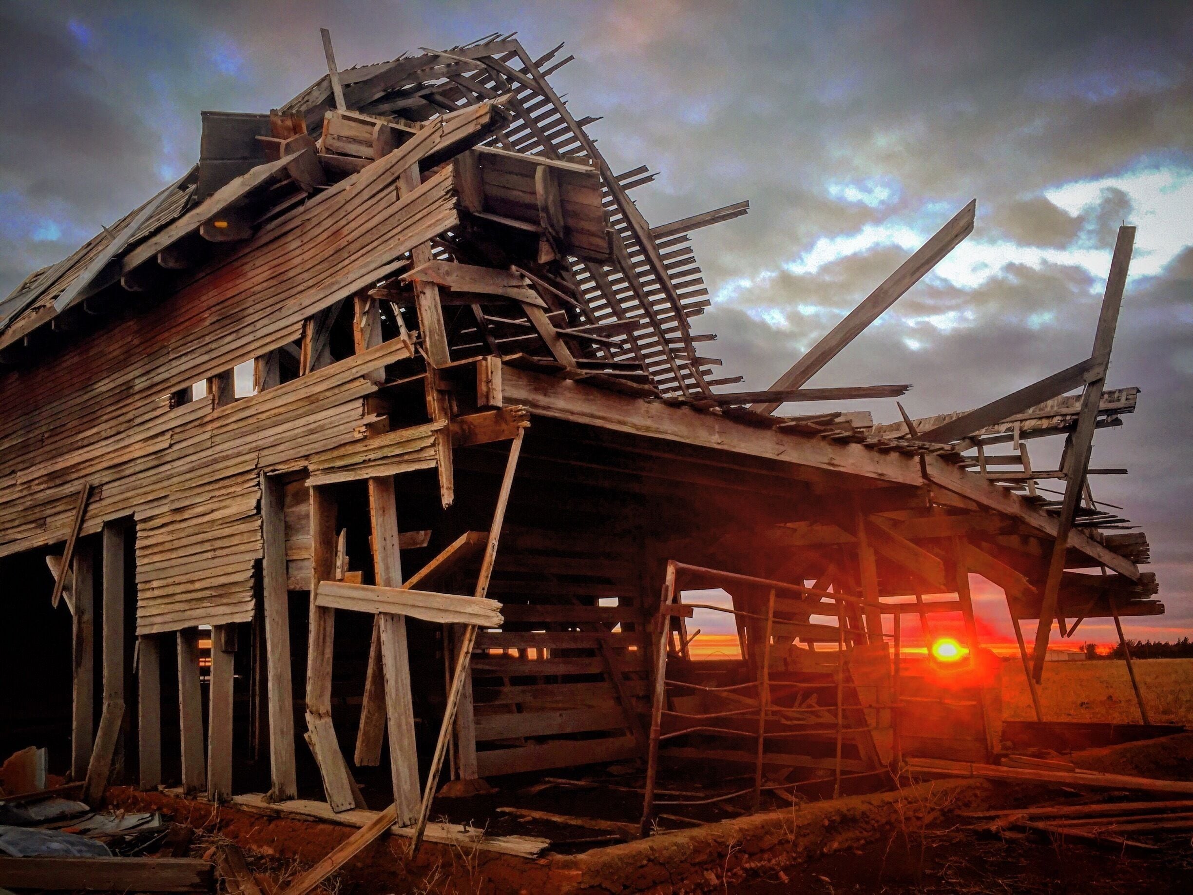 Just a jog west off of Highway 283, this old barn is a beauty and so sad to see it go. Won't be standing much longer. #abandoned 