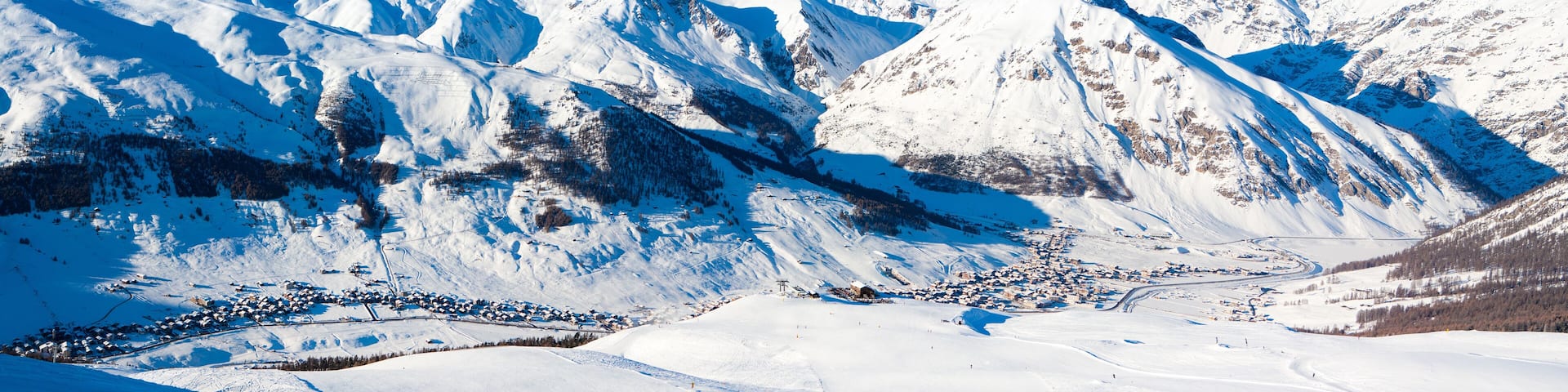 Panoramic winter landscape of the Dolomites mountains in northeastern Italy