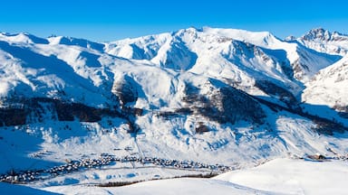Panoramic winter landscape of the Dolomites mountains in northeastern Italy