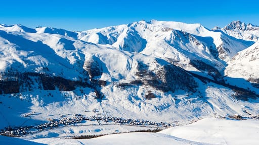 Panoramic winter landscape of the Dolomites mountains in northeastern Italy