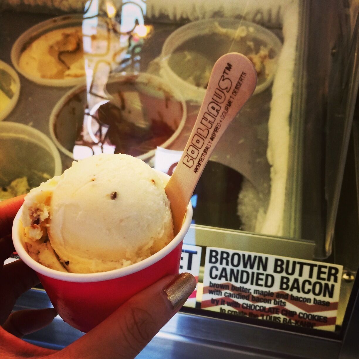 Brown butter candied bacon gelato!
