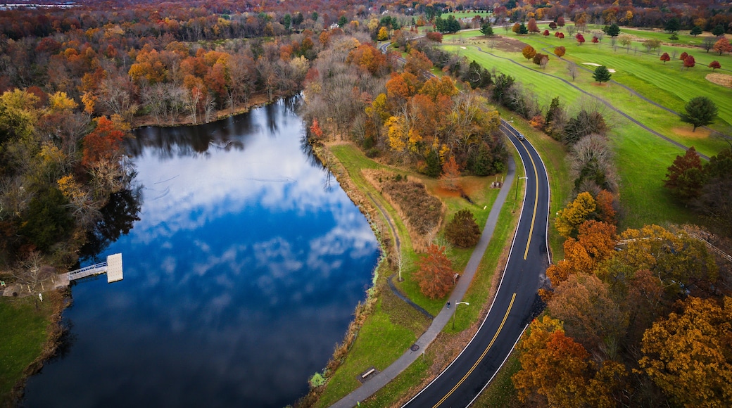 Aerial Drone of Somerset County Park in the Autumn Foliage
