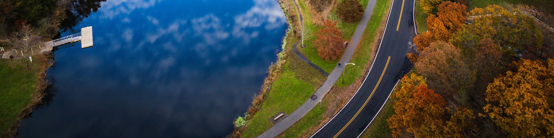 Aerial Drone of Somerset County Park in the Autumn Foliage