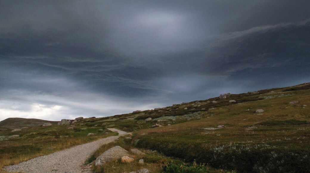 On Australian Day 2012 I walked the Main Range Track in Mt Kosciuszko National Park with friends. Its a loop track from Charlotte Pass to Mt Kosciuszko return. It was the most perfect day for a 20 kilometre walk and we were treated to some spectacular views. Just after we started the walk these clouds loomed up in front of us. The air electric , however they passed by with just a drop or two of rain.