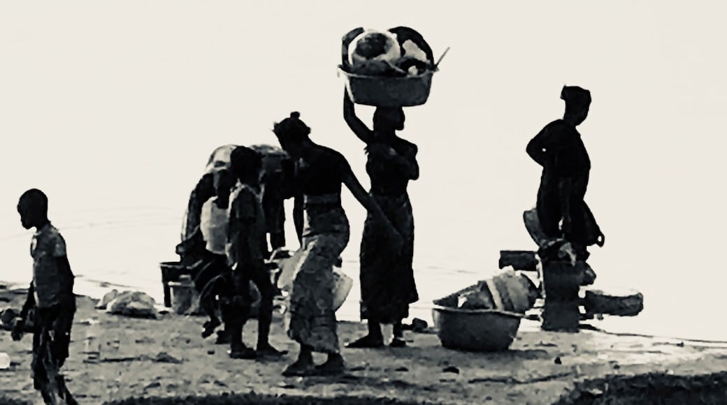 Clothes washing on the shores of Niger River just behind Soroble centre.