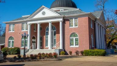 Early 20th century Neoclassical style Batesville First United Methodist Church with a central octagonal dome in Batesville, Mississippi, in Panola County, USA