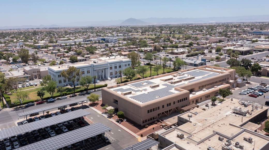 El Centro, California, USA - May 27, 2022: Afternoon sunlight shines on the urban downtown core of El Centro.