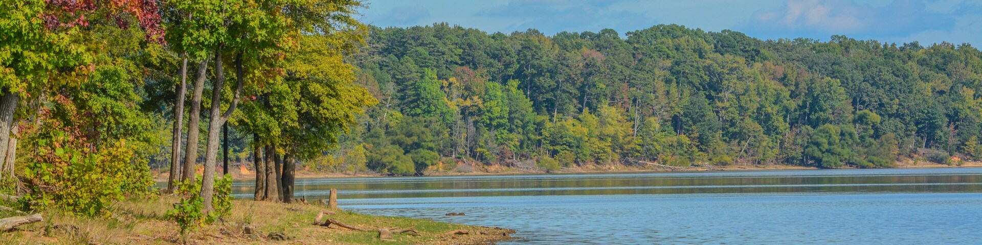 The trees Fall colorful leaves on the shore of Staunton River State Park in Halifax County, Virginia
