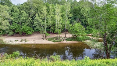 The Muscatatuck River flows through a park with beautiful woods near North Vernon in Jennings County, Indiana.