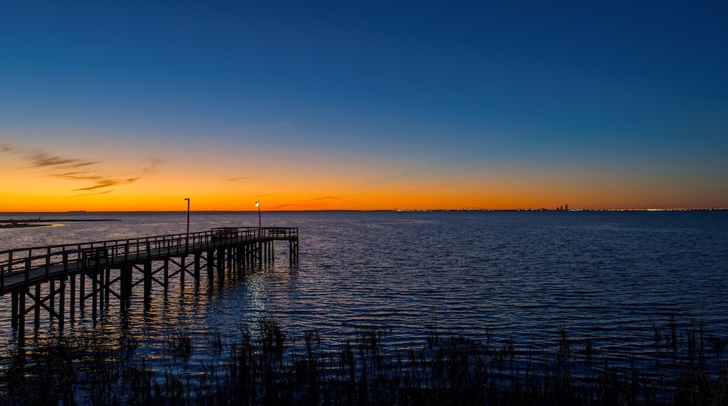 Pier on Mobile Bay at sunset