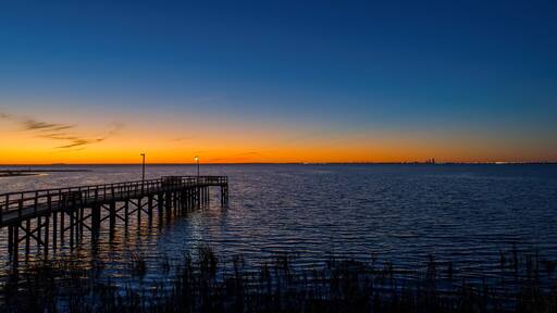Pier on Mobile Bay at sunset