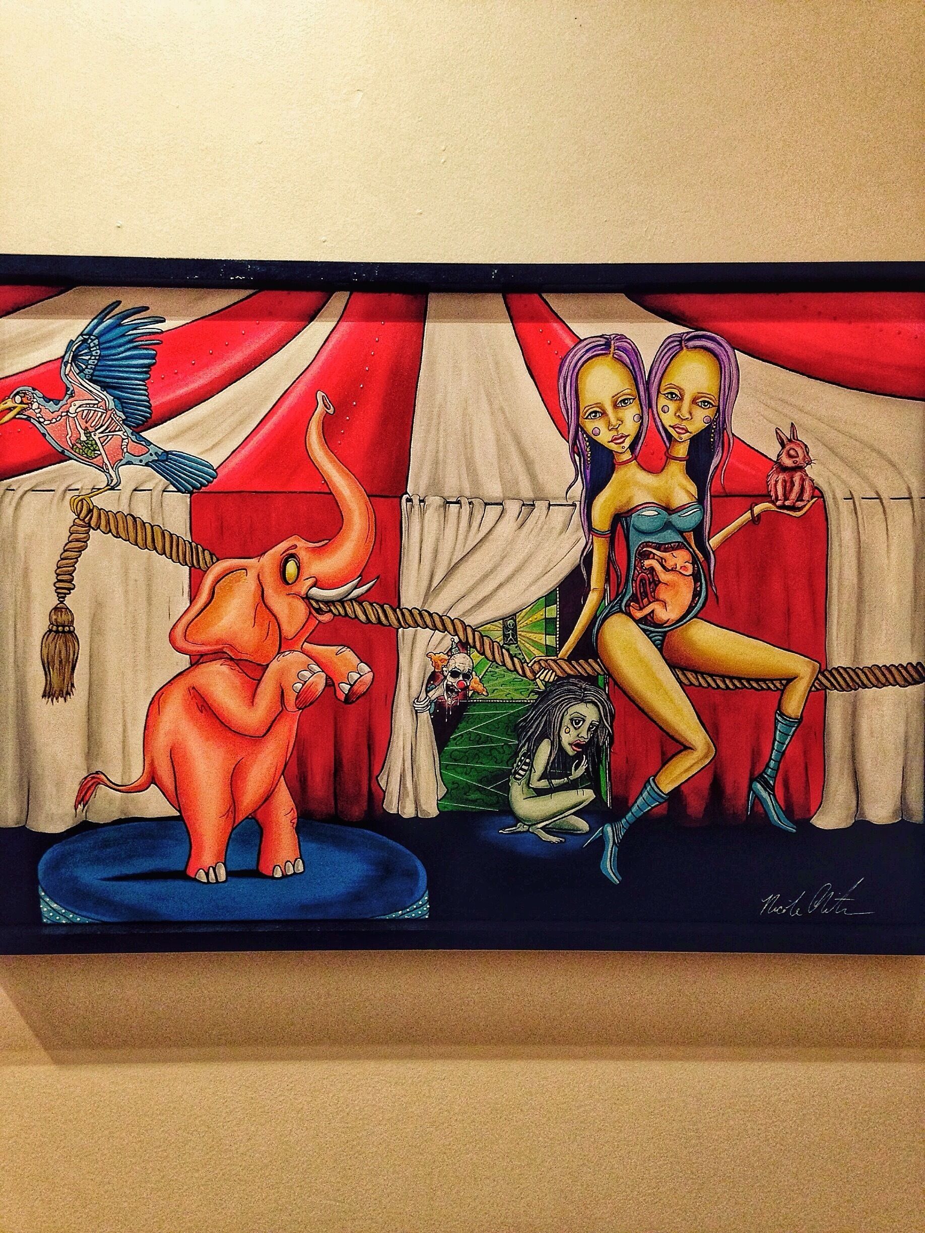 Magic Hat Brewery is a nice place to stop in Burlington. It's very quirky on the inside. And you can also take a self-guided tour (they have guided as well). This is one of the pictures on the wall as you walk through the hallways. Very interesting! I would love to pick the artists' brain about this one. #magichatbrewery #art #burlingtonvermont #vermont #roadtrip #craftbeer #circus 